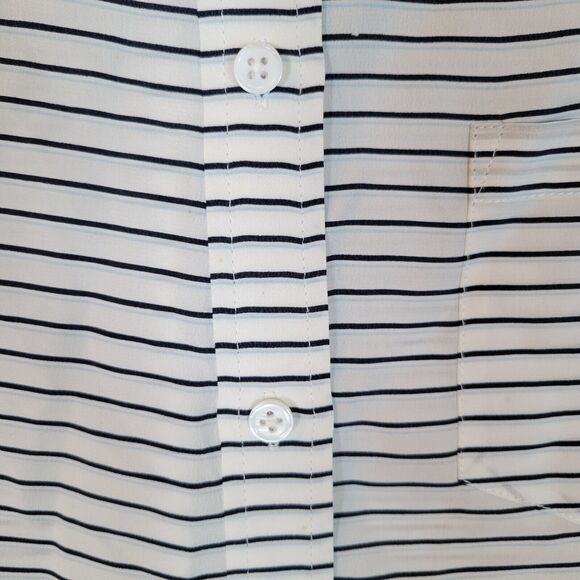 Equipment Femme Womens Silk Reese Striped Shirt Size Large White Career Preppy - Picture 4 of 10